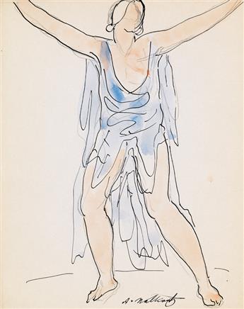 ABRAHAM WALKOWITZ Two watercolors of Isadora Duncan.